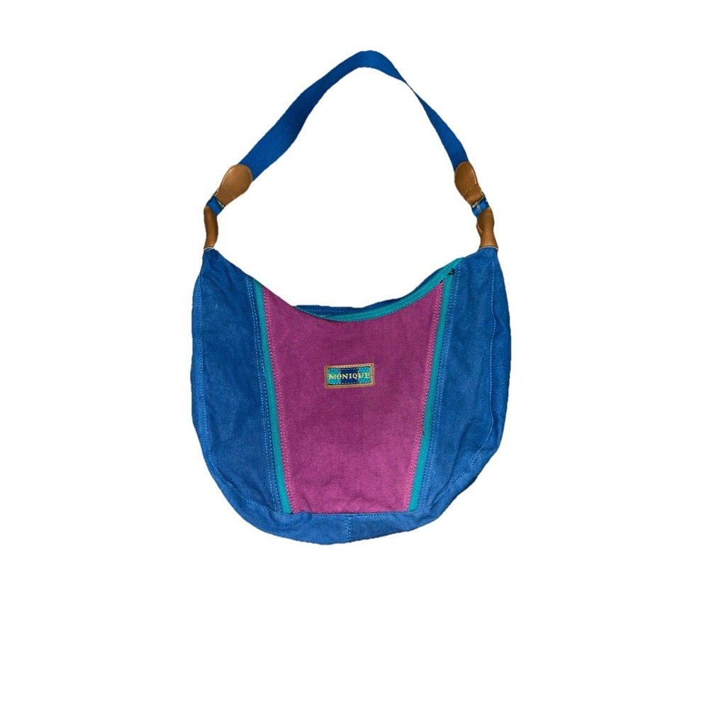 Vintage 80's Monique Colorblock Bag. Blue, Purple, Teal.